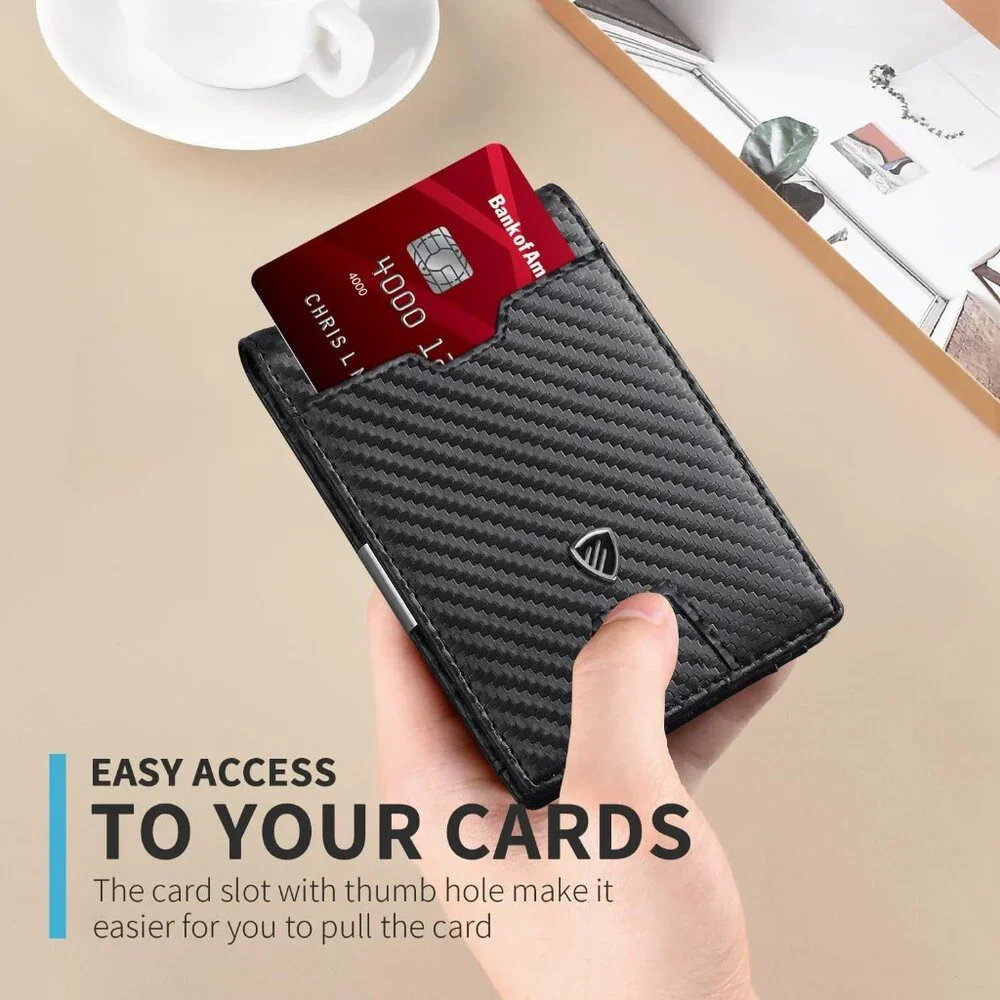 Mens Slim Wallet with Money Clip RFID Blocking Bifold Credit Card Holder for Men